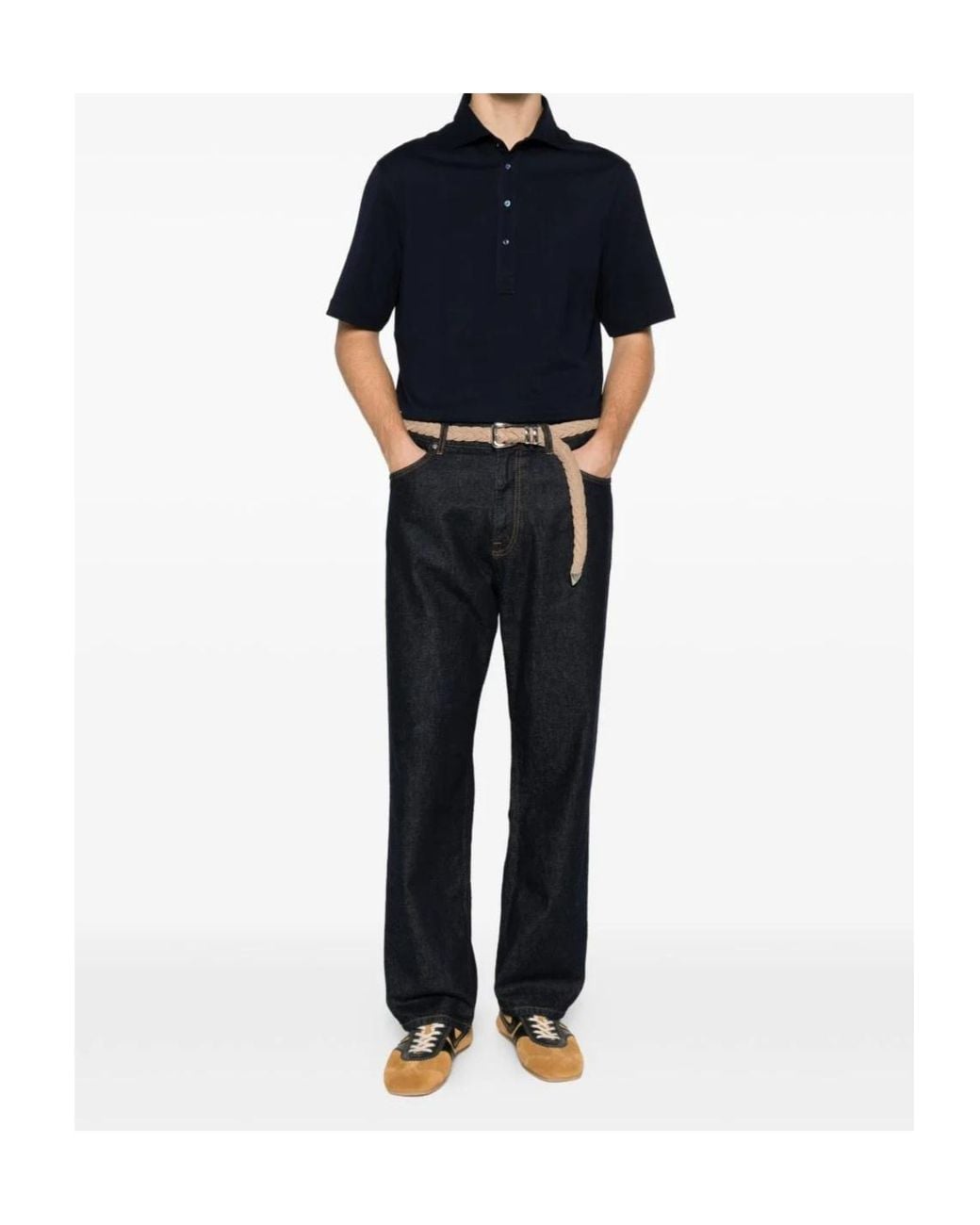 Brunello Cucinelli Black Button-Up Polo Shirt for men