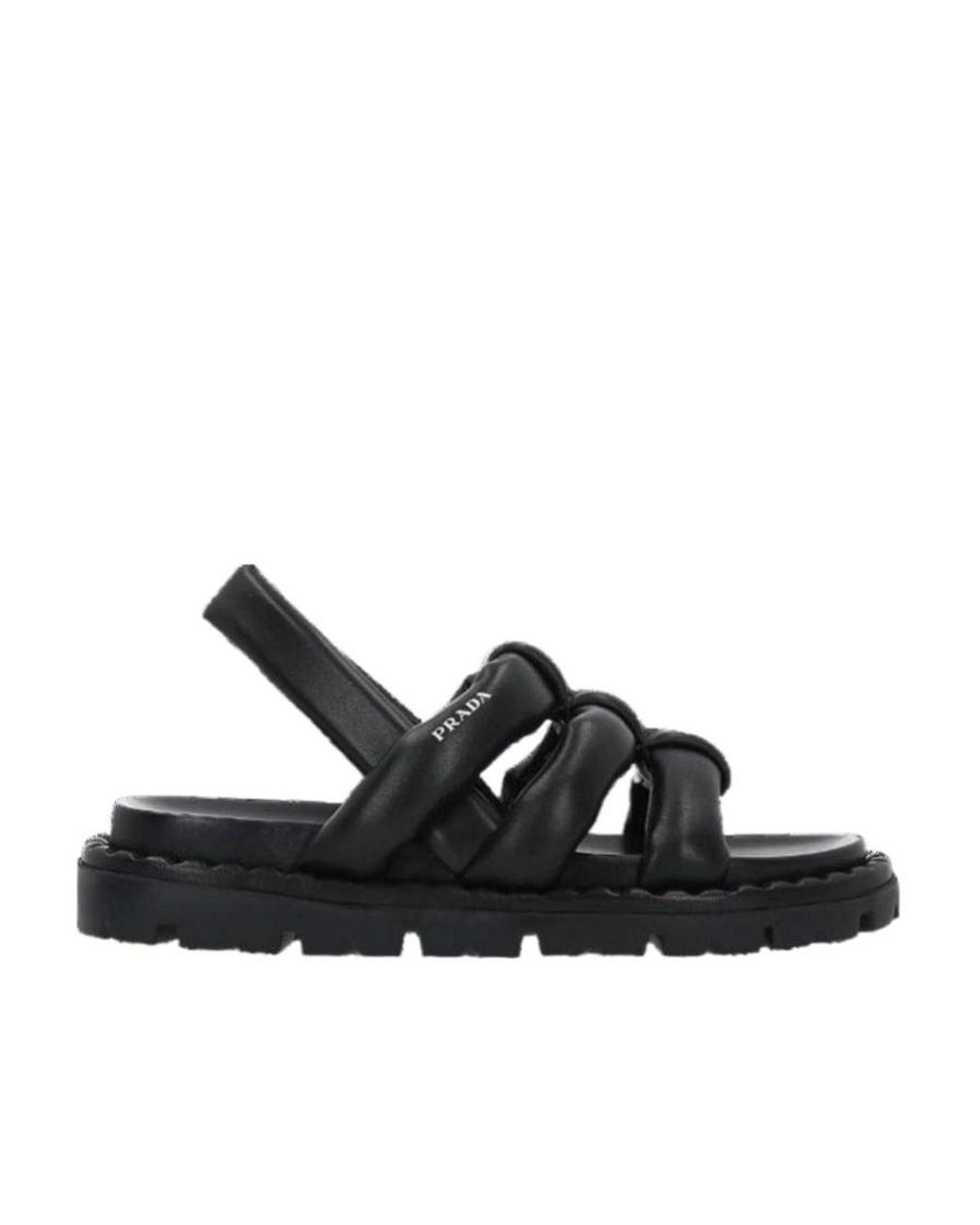 Prada Black Logo Flat Sandals