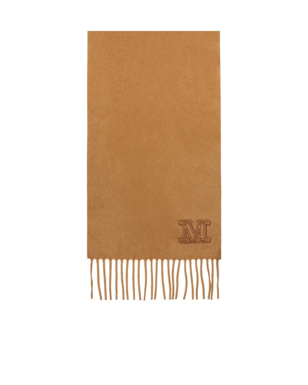 Max Mara Natural Cashmere Stole With Monogram Embroidery