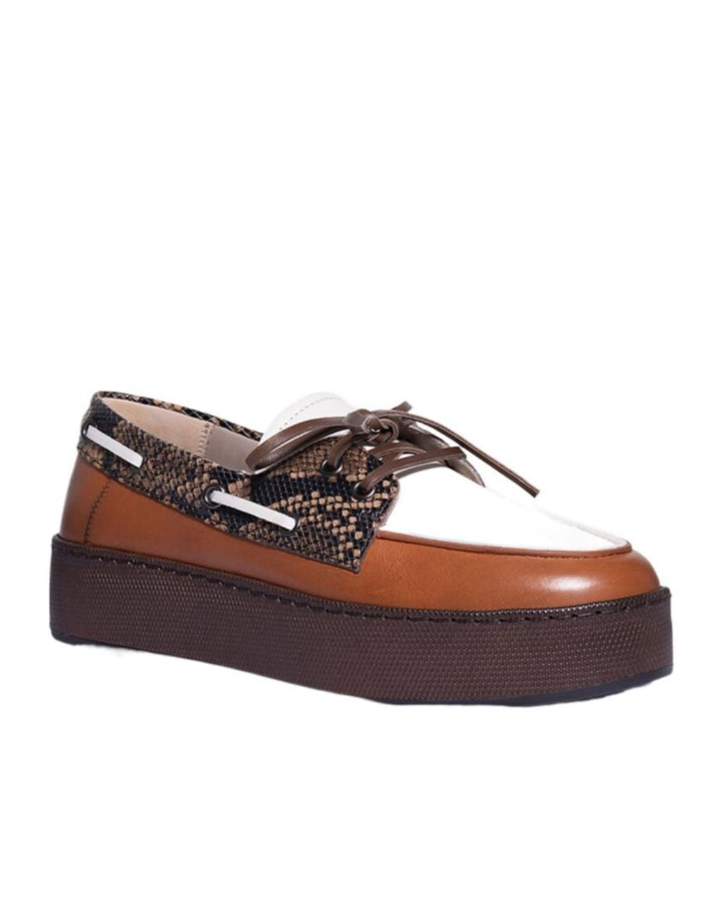 Hogan Brown Lace-Up Details Boat Shoes