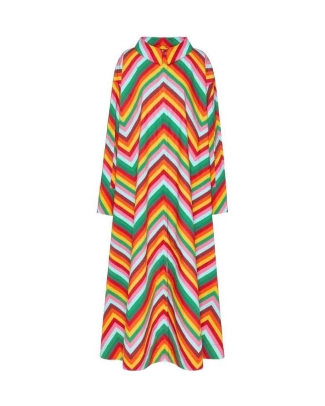 Valentino White Chevron Print Maxi Shirtdress