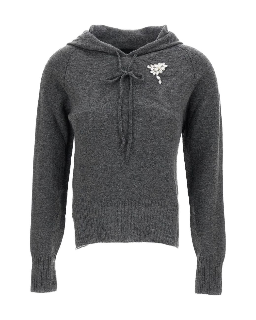 Simone Rocha Gray Knitted Hoodie