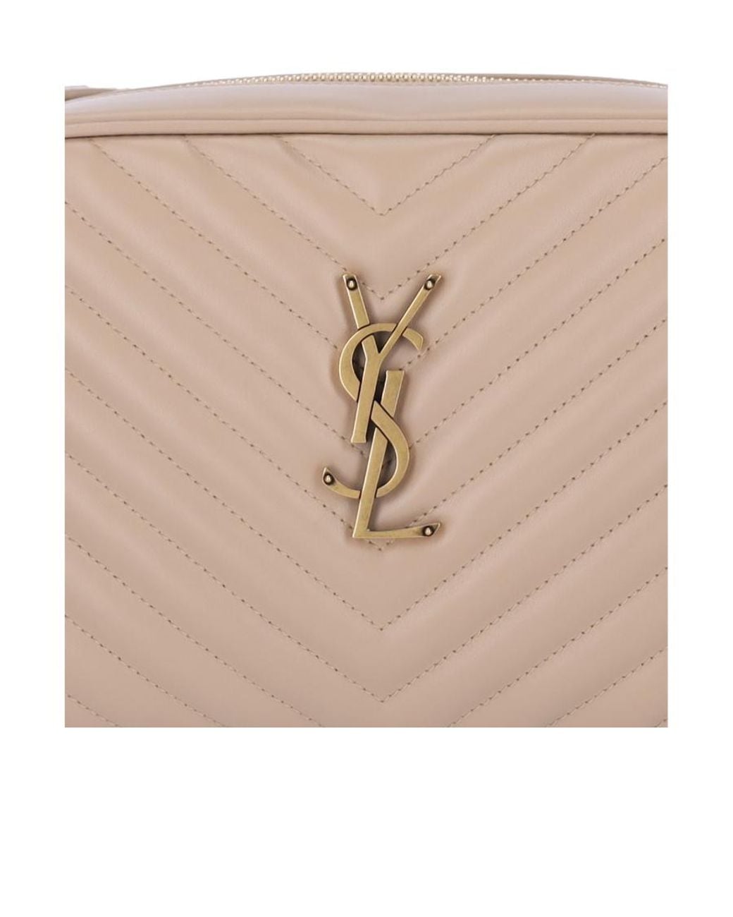 Saint Laurent Natural Lou Zip-Up Quilted Crossbody Bag