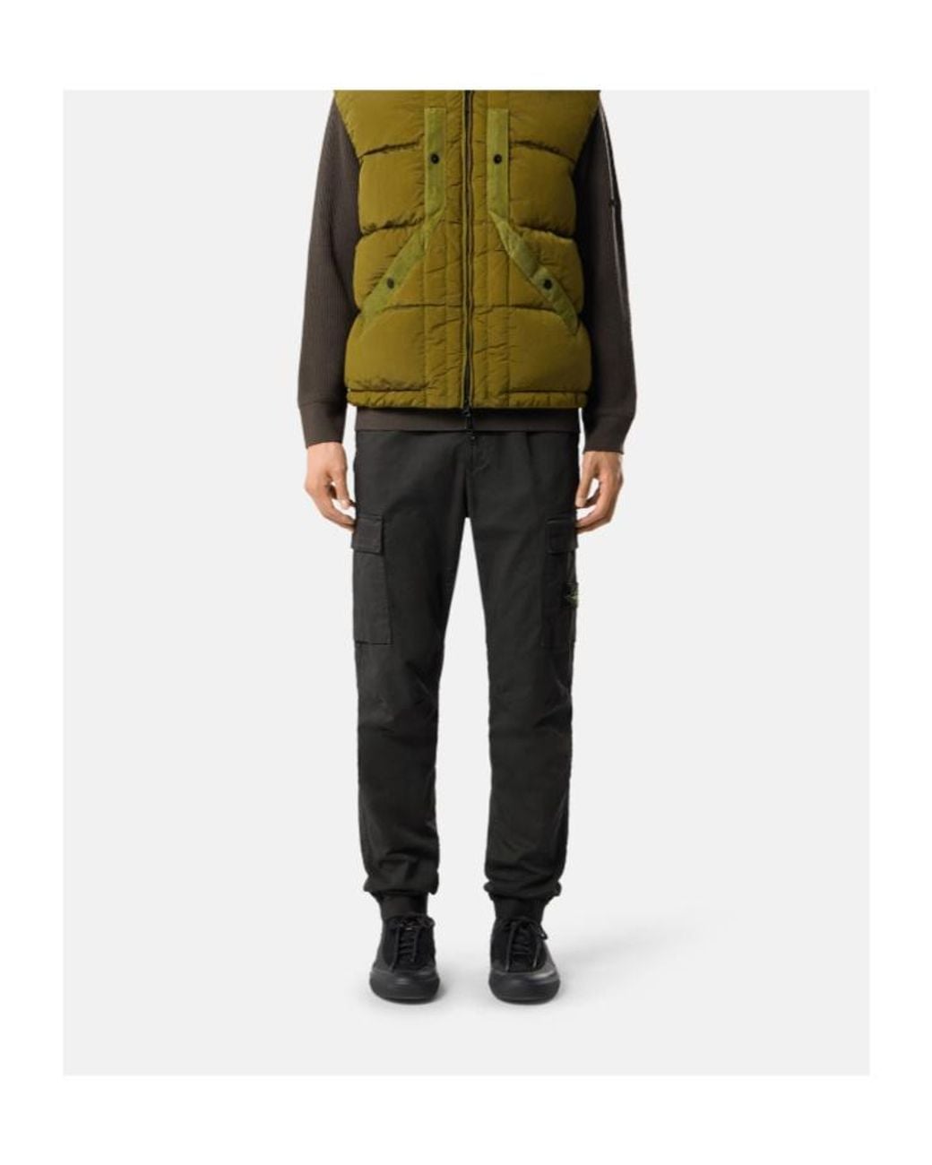 Stone Island Black Regular-Tapered-Fit Jogger Trousers With Elastic Waist for men