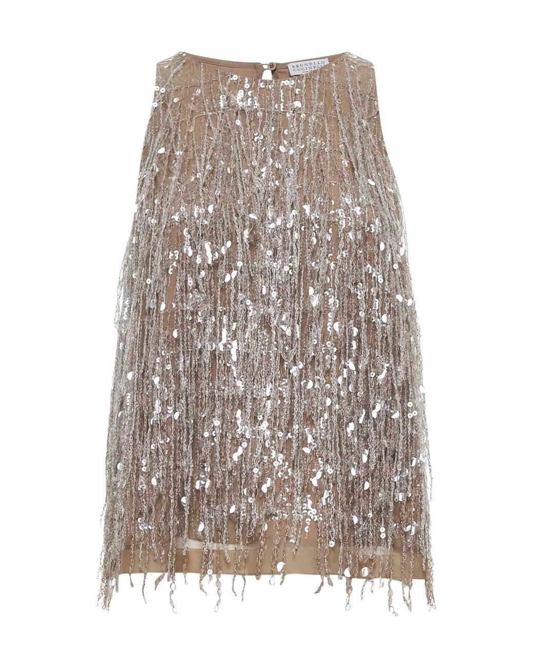 Brunello Cucinelli Multicolor Waterfall Embroidered Sleeveless Top