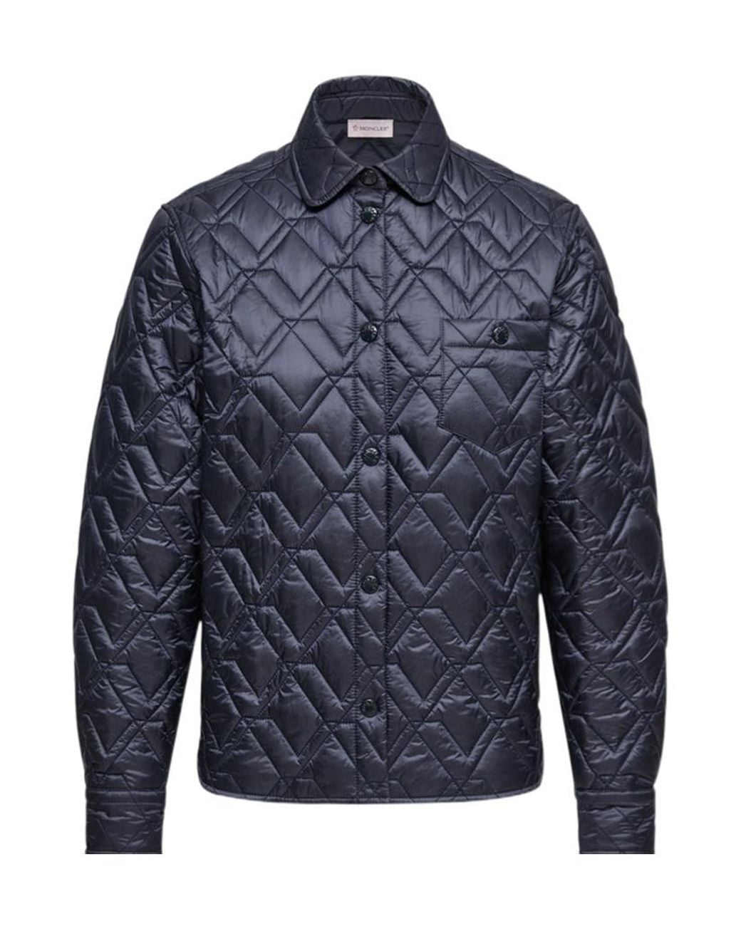 Moncler Blue Logo Patch Quilted Overshirt