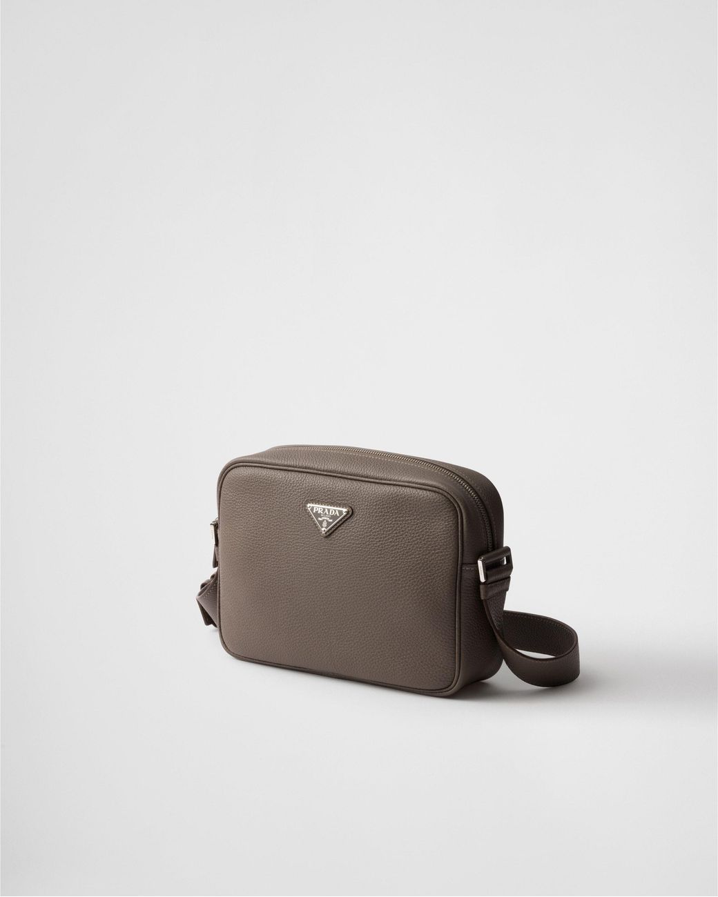 Prada Brown Textured Leather Crossbody Bag for men