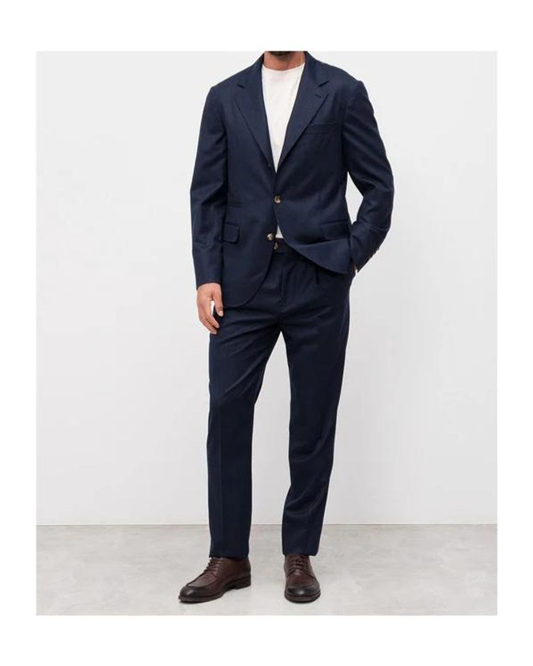 Brunello Cucinelli Blue Two-Button Wool Suit for men
