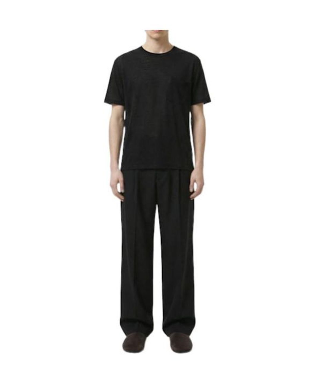 The Row Black Niels Wool Cashmere T-Shirt for men