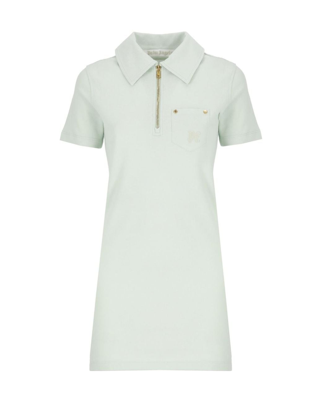 Palm Angels Green Logo Embroidered Mini Polo Dress