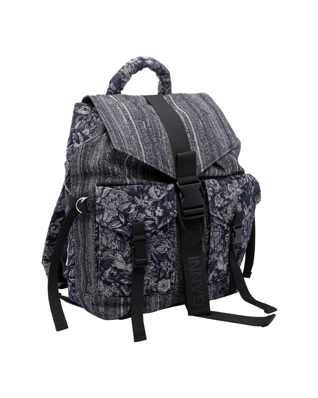 Ganni Black Patterned Backpack