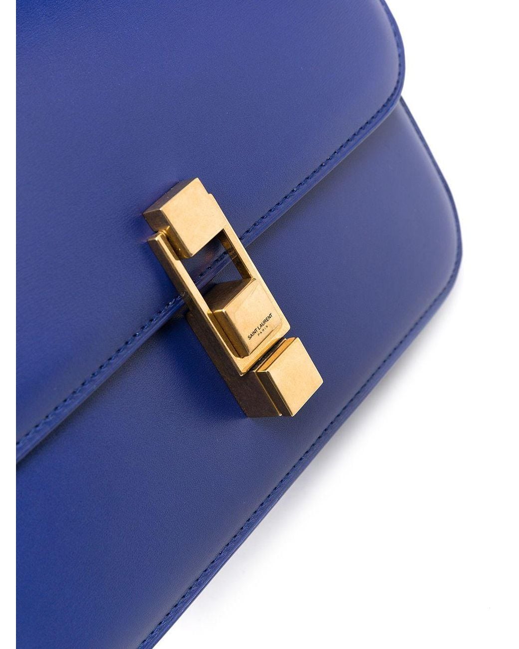Saint Laurent Blue Structured Flap Shoulder Bag
