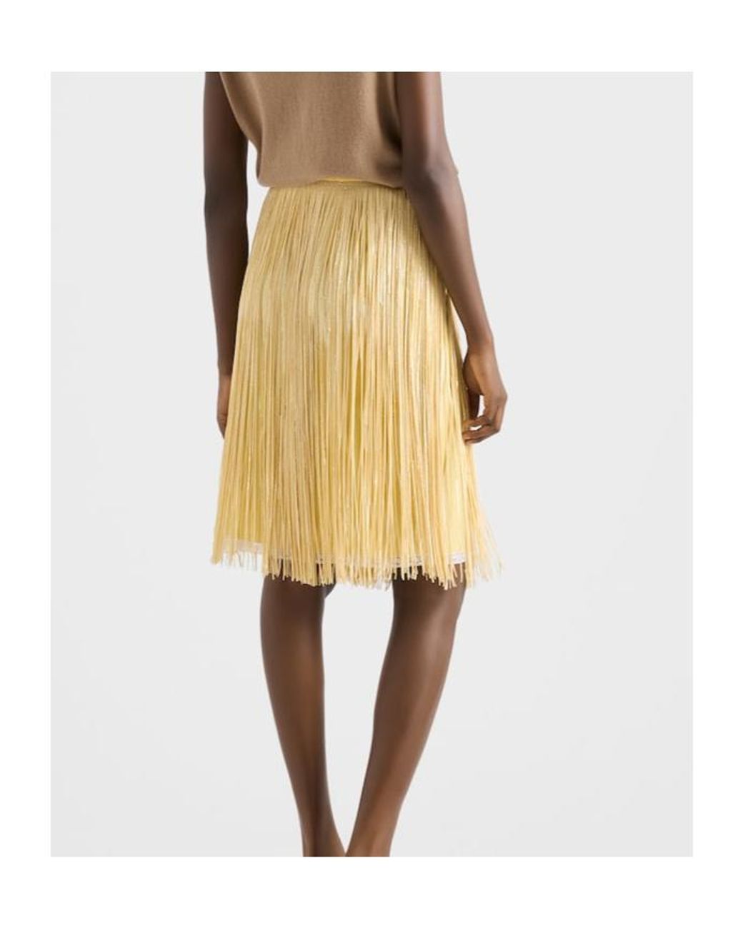 Prada Yellow Skirt With Sequin Fringe