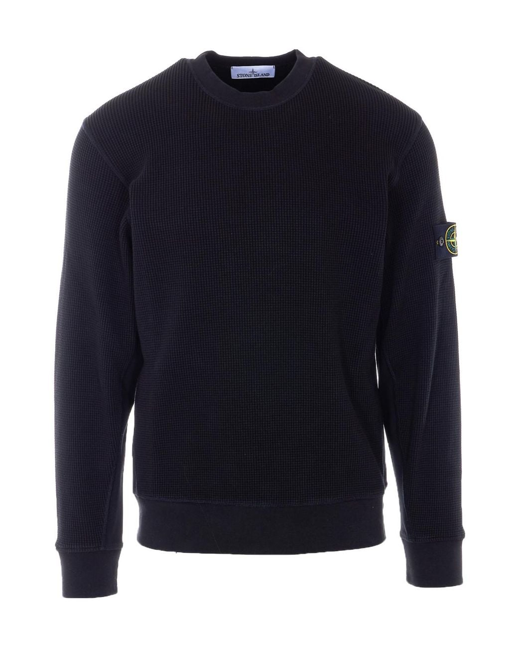 Stone Island Blue Logo Patch Crewneck Sweatshirt for men