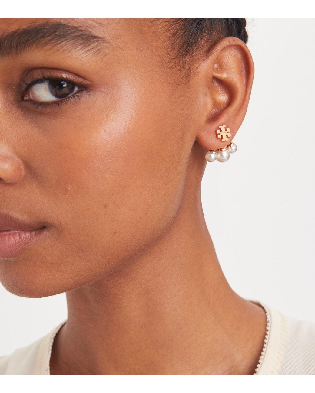 Tory Burch Metallic Kira Post-Back Pearl Earrings