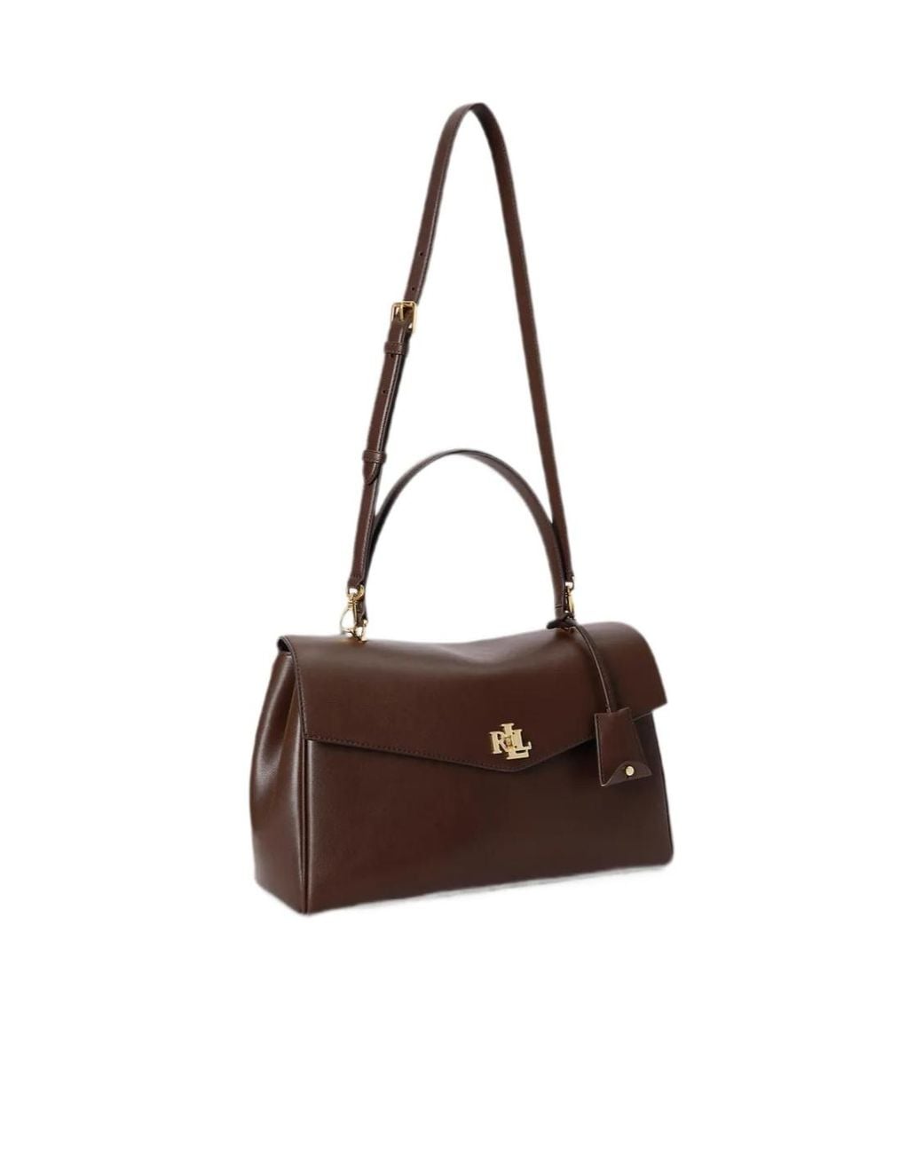 Ralph Lauren Black Logo-Plaque Leather Tote Bag