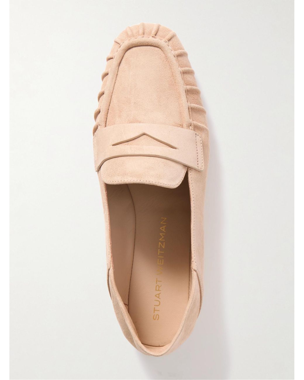 Stuart Weitzman Pink Brooks Collapsible-Heel Suede Loafers