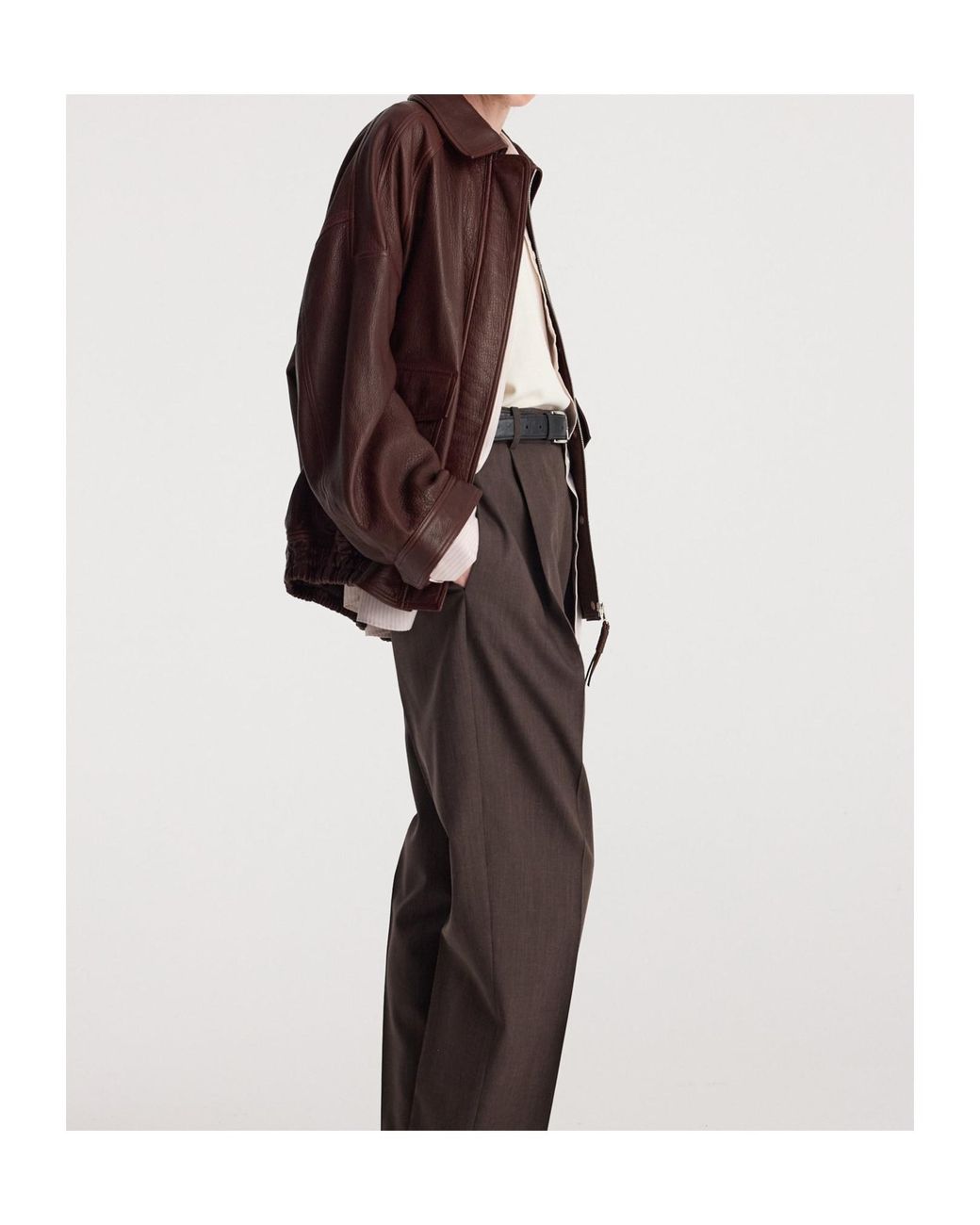 Rohe Brown Grain Leather Aviator Jacket
