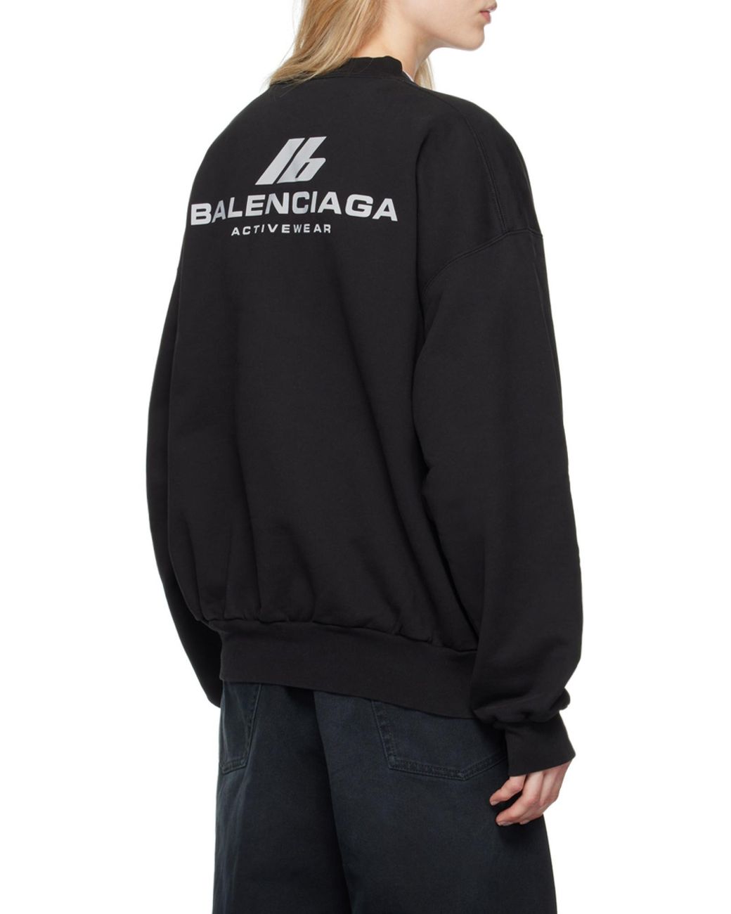 Balenciaga Black Logo Printed Crewneck Activewear Sweatshirt