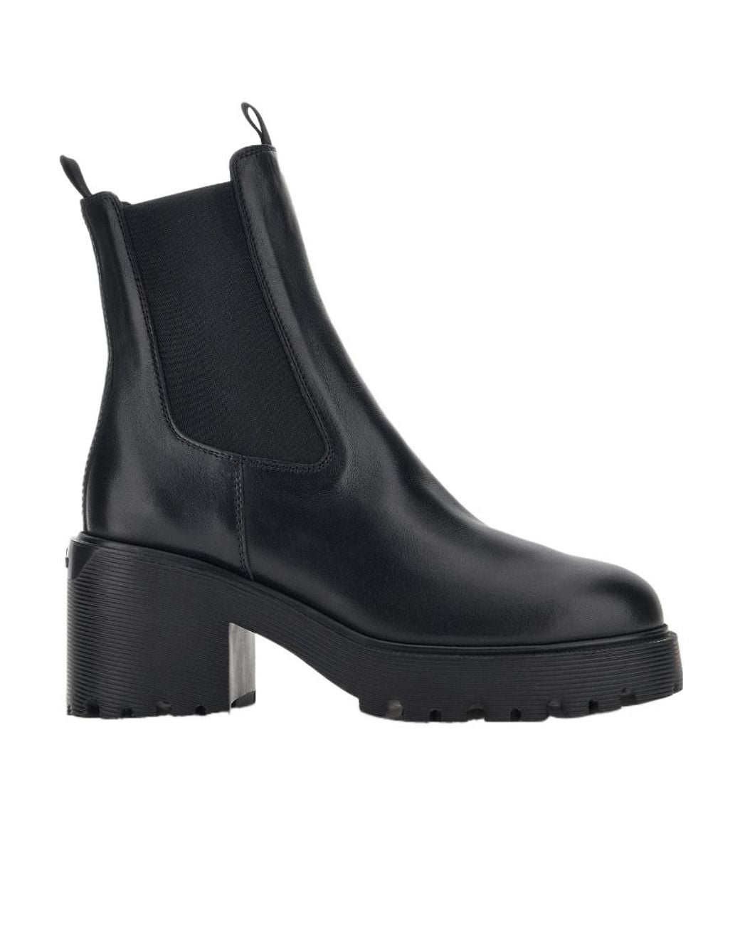 Hogan Black Round-Toe Slip-On Ankle Boots