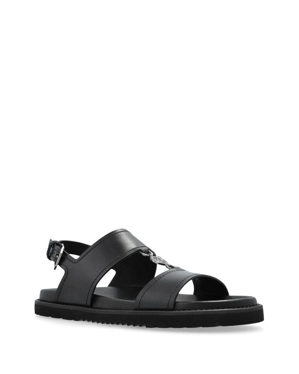 Versace Black Medusa-Plaque Sandals for men