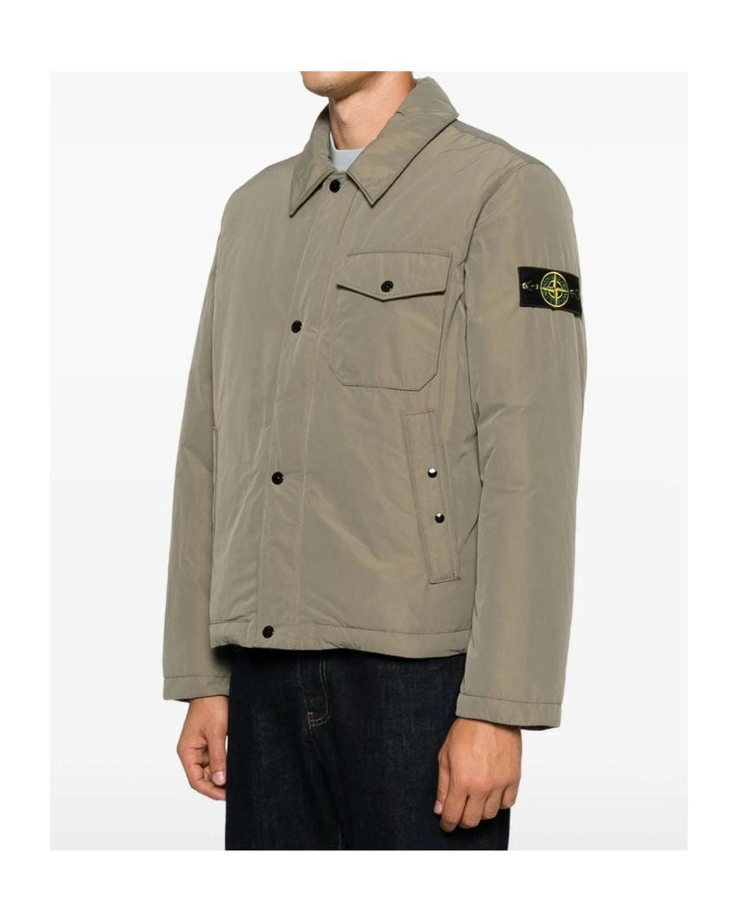 Stone Island Natural Quilted Button-Up Jacket for men