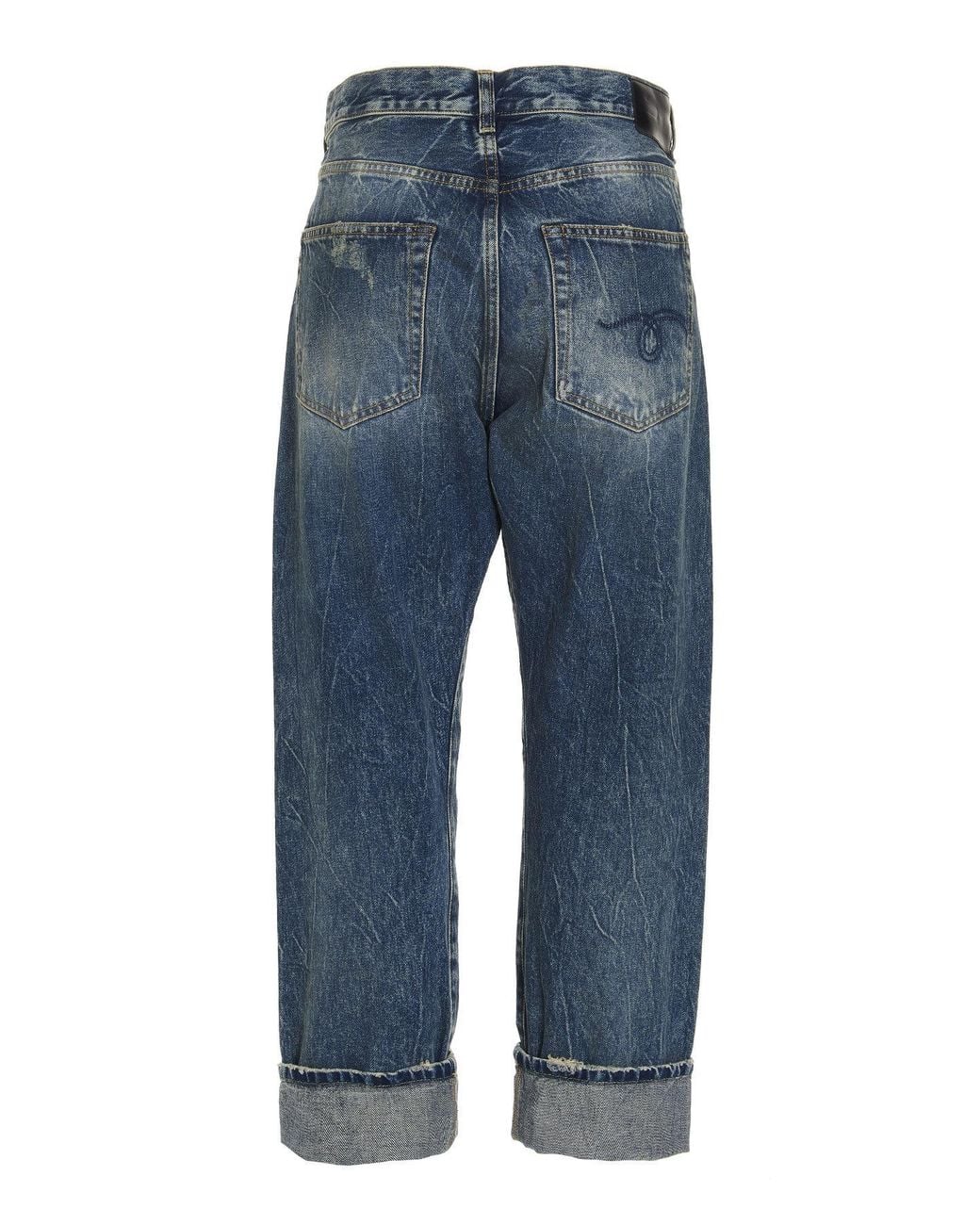 R13 Blue High Waisted Crossover Jeans