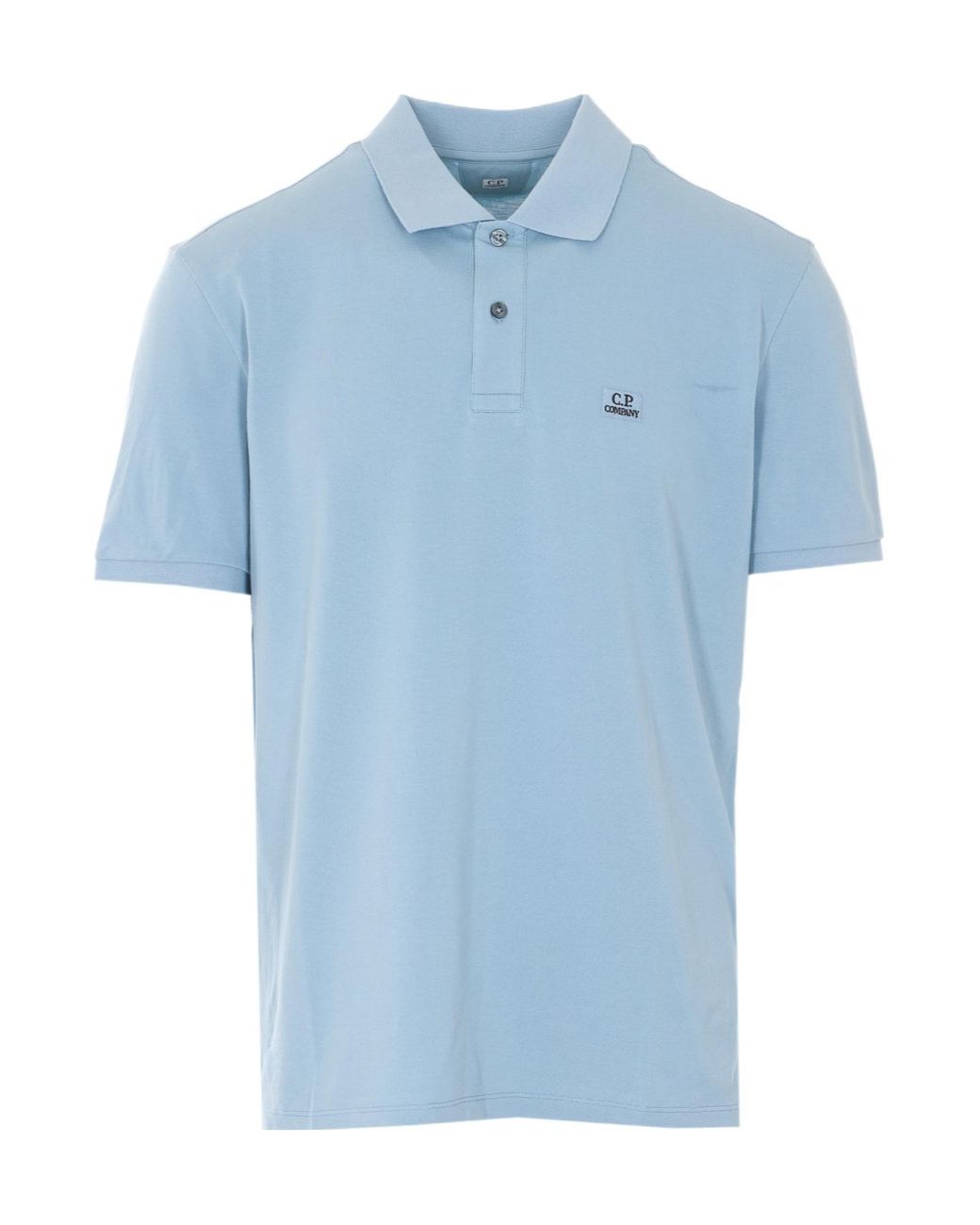 C P Company Blue Logo Embroidered Short-Sleeved Polo Shirt for men