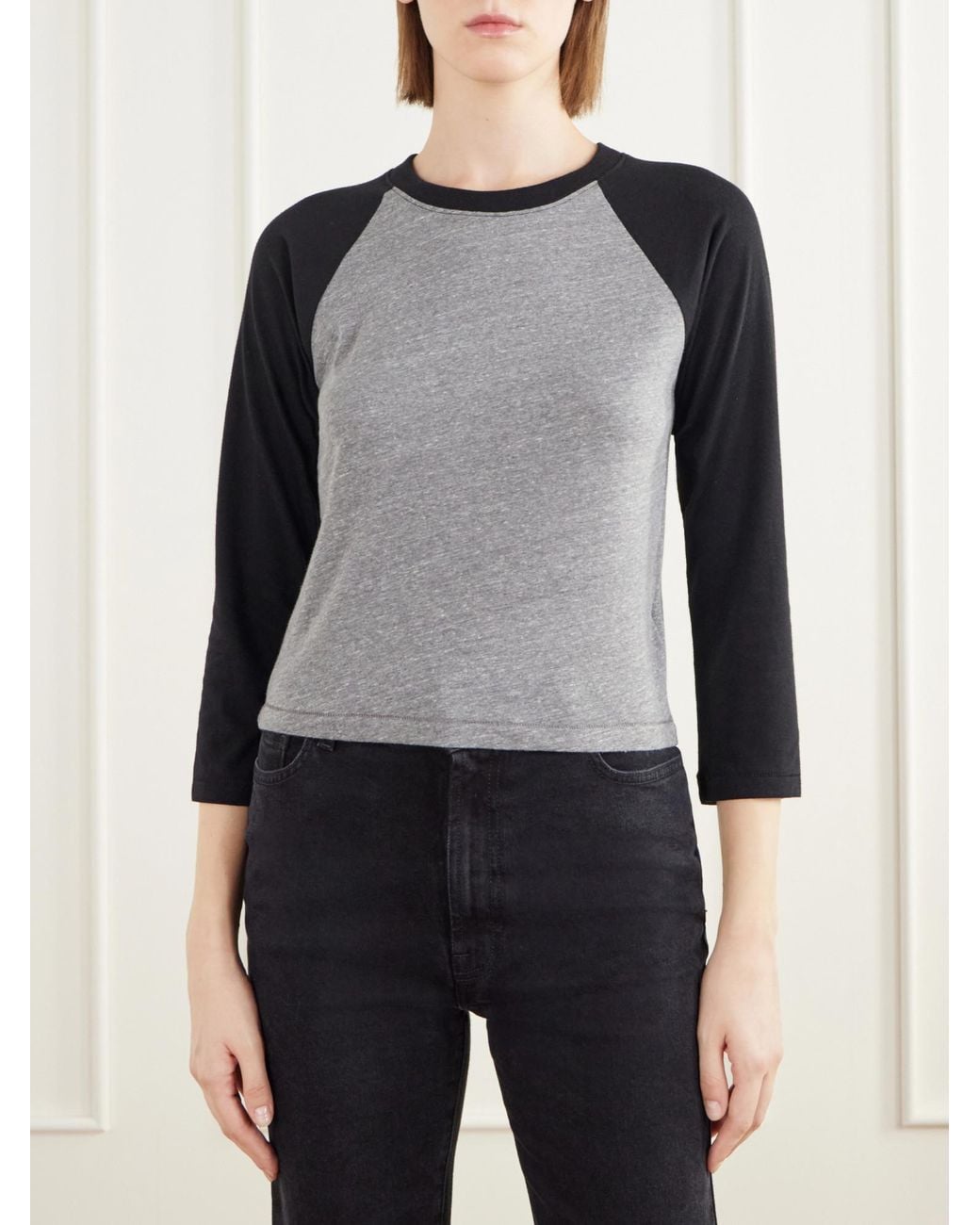ÉTERNE Black Two-Tone Jersey T-Shirt