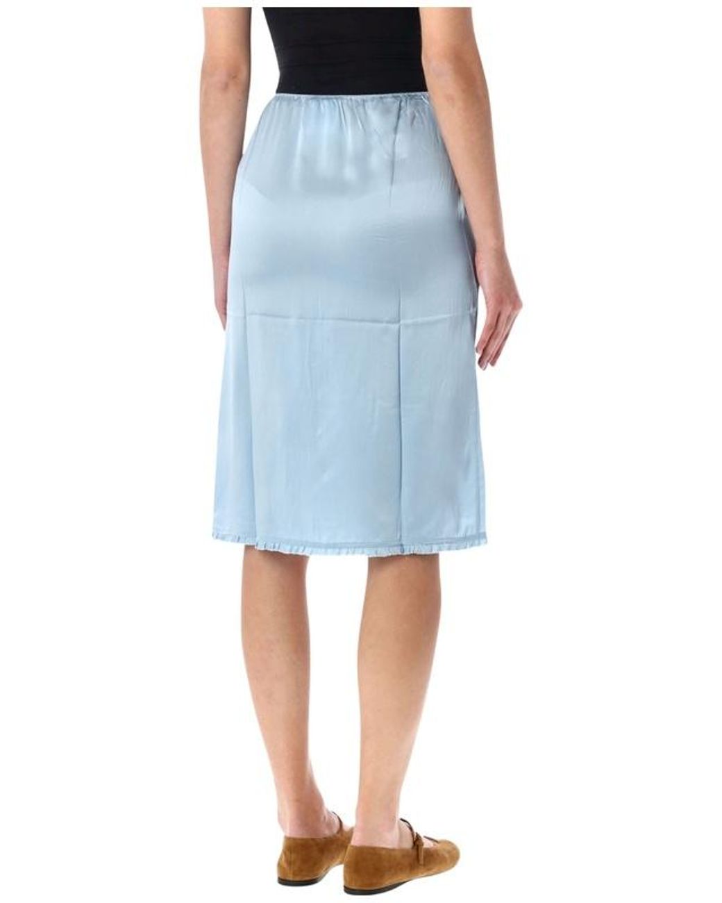 Prada Blue Drawstring Midi Skirt