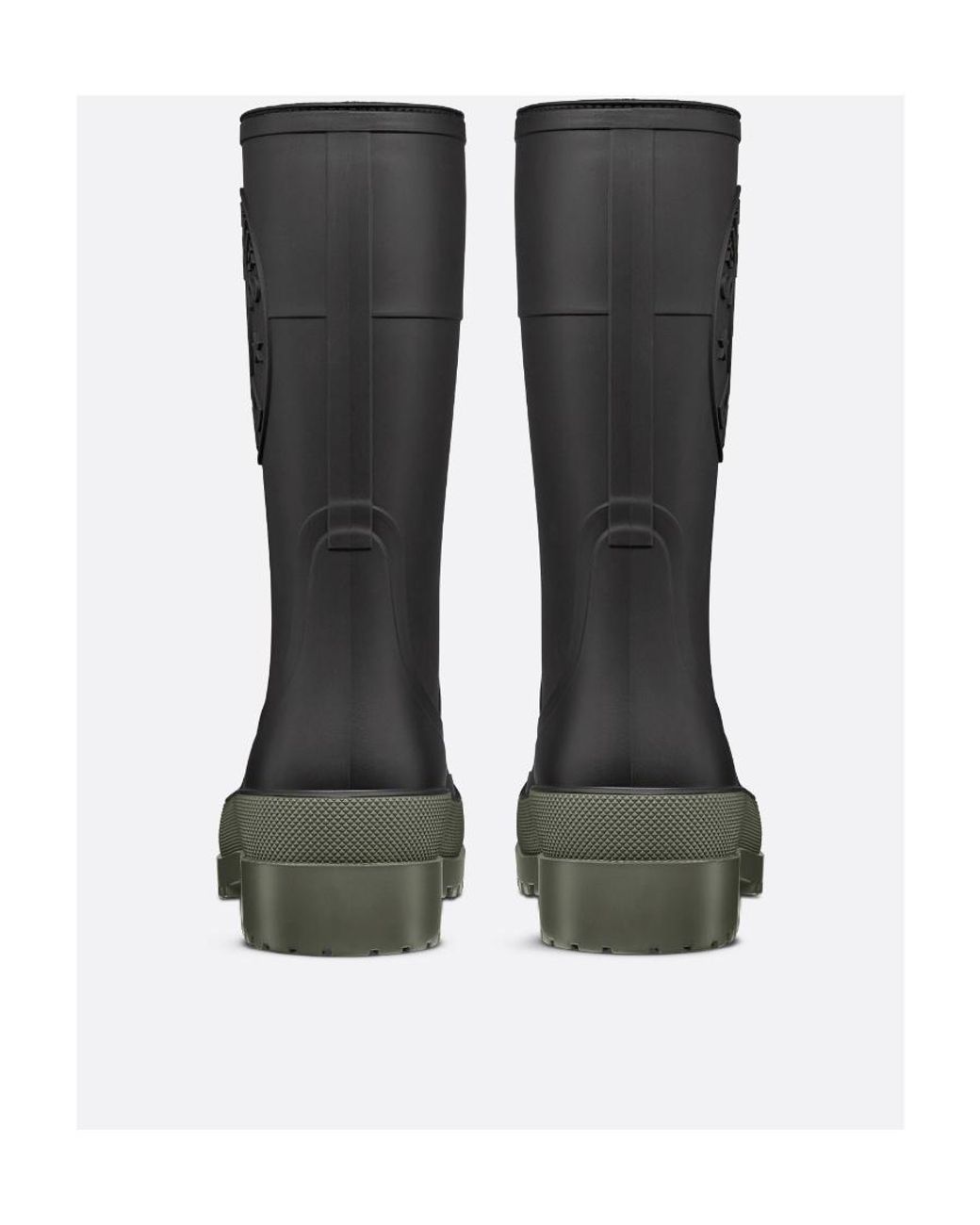 Dior Black Logo Embossed Round Toe Rain Boots
