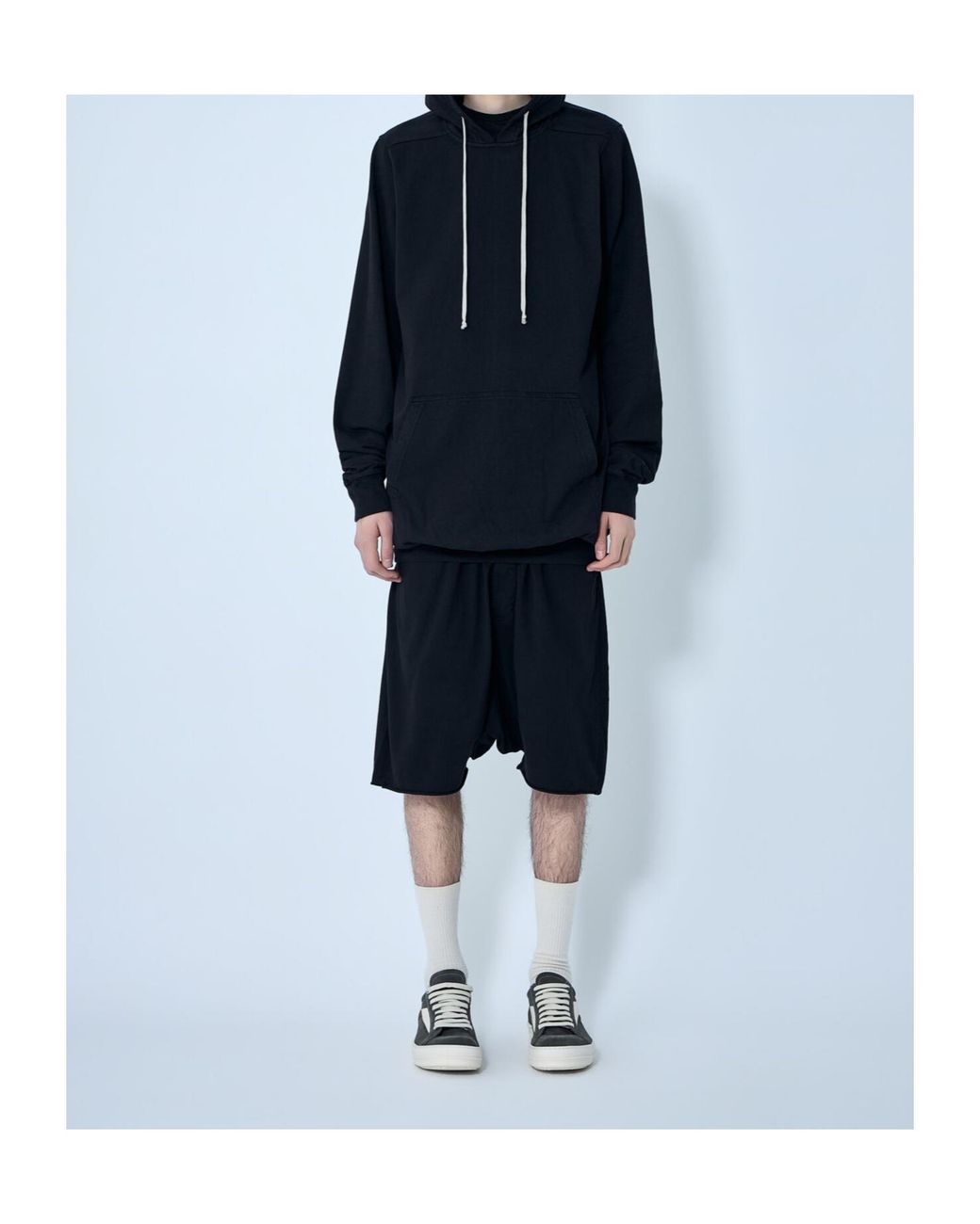 Rick Owens Blue Jersey Drawstring Hoodie for men