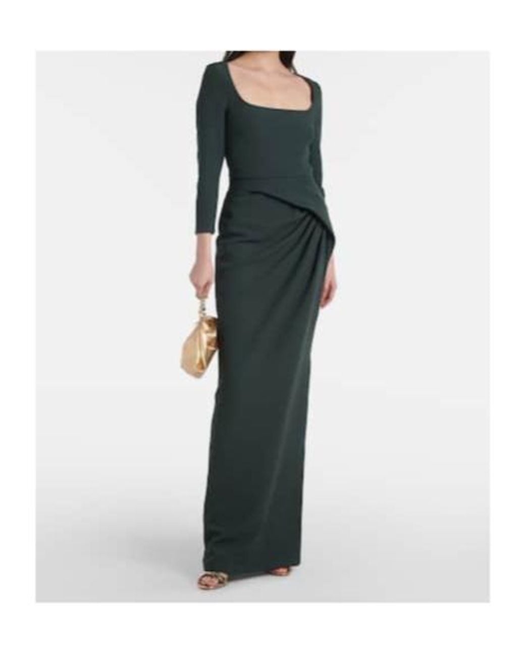 Safiyaa Green Mahir Draped Crêpe Gown