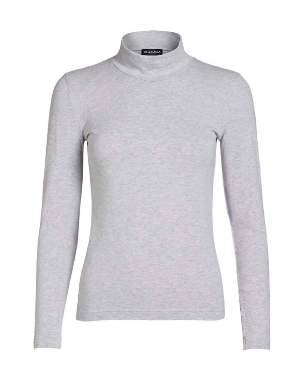 Balenciaga Gray Solid-Color Long-Sleeved T-Shirt