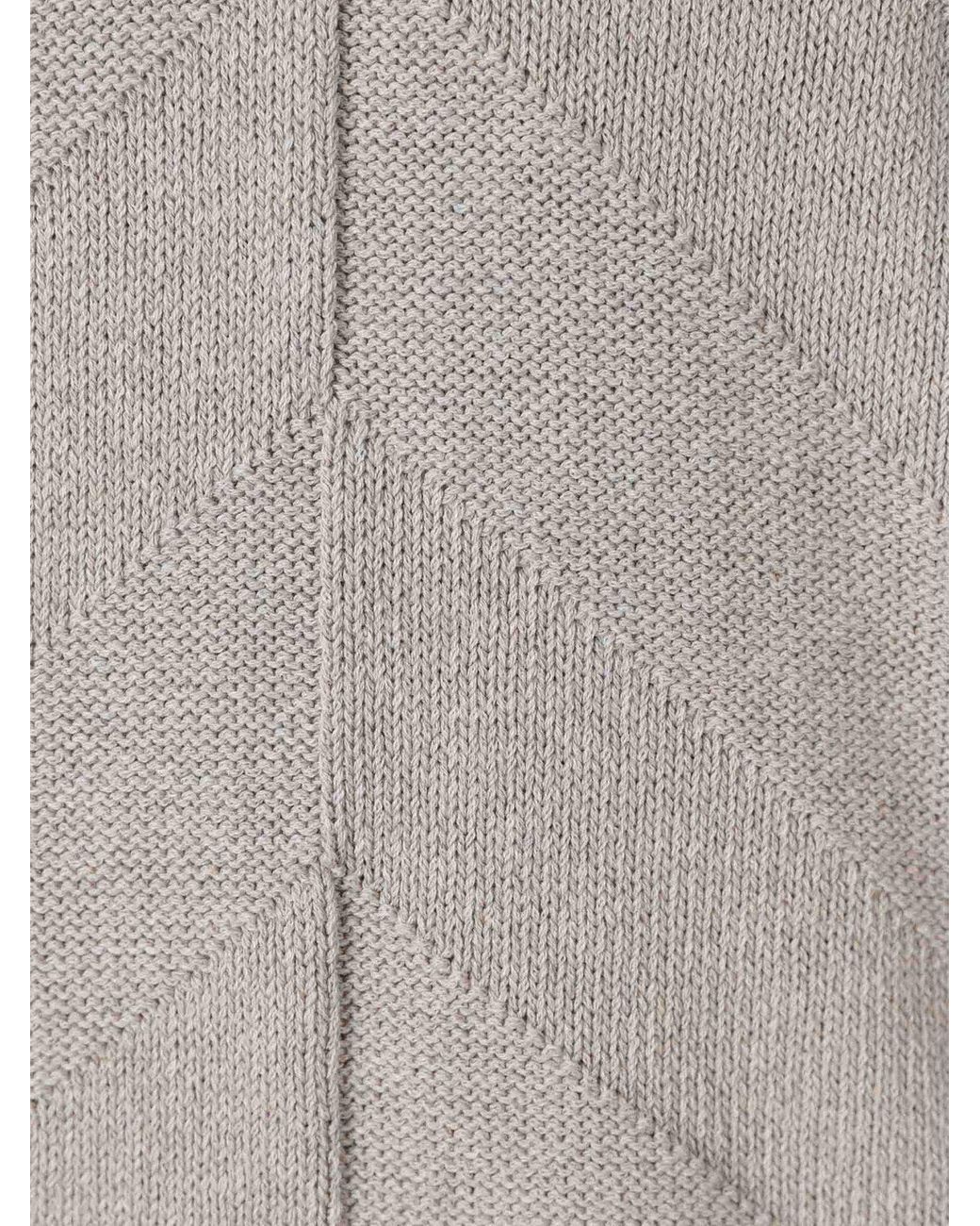 Canali Gray Structured Patterned V-Neck Jumper for men