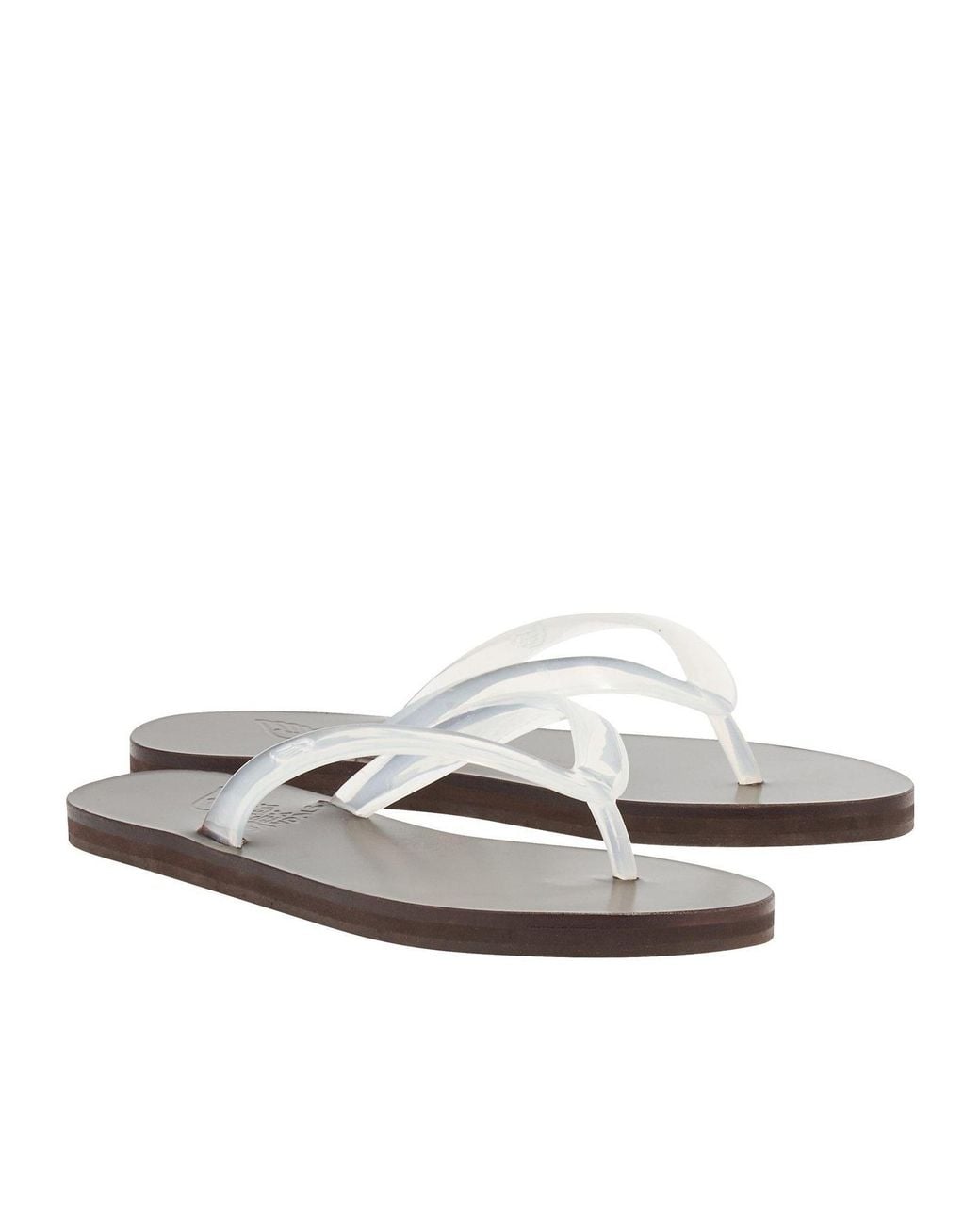 Ancient Greek Sandals White Solid Color Flip Flops