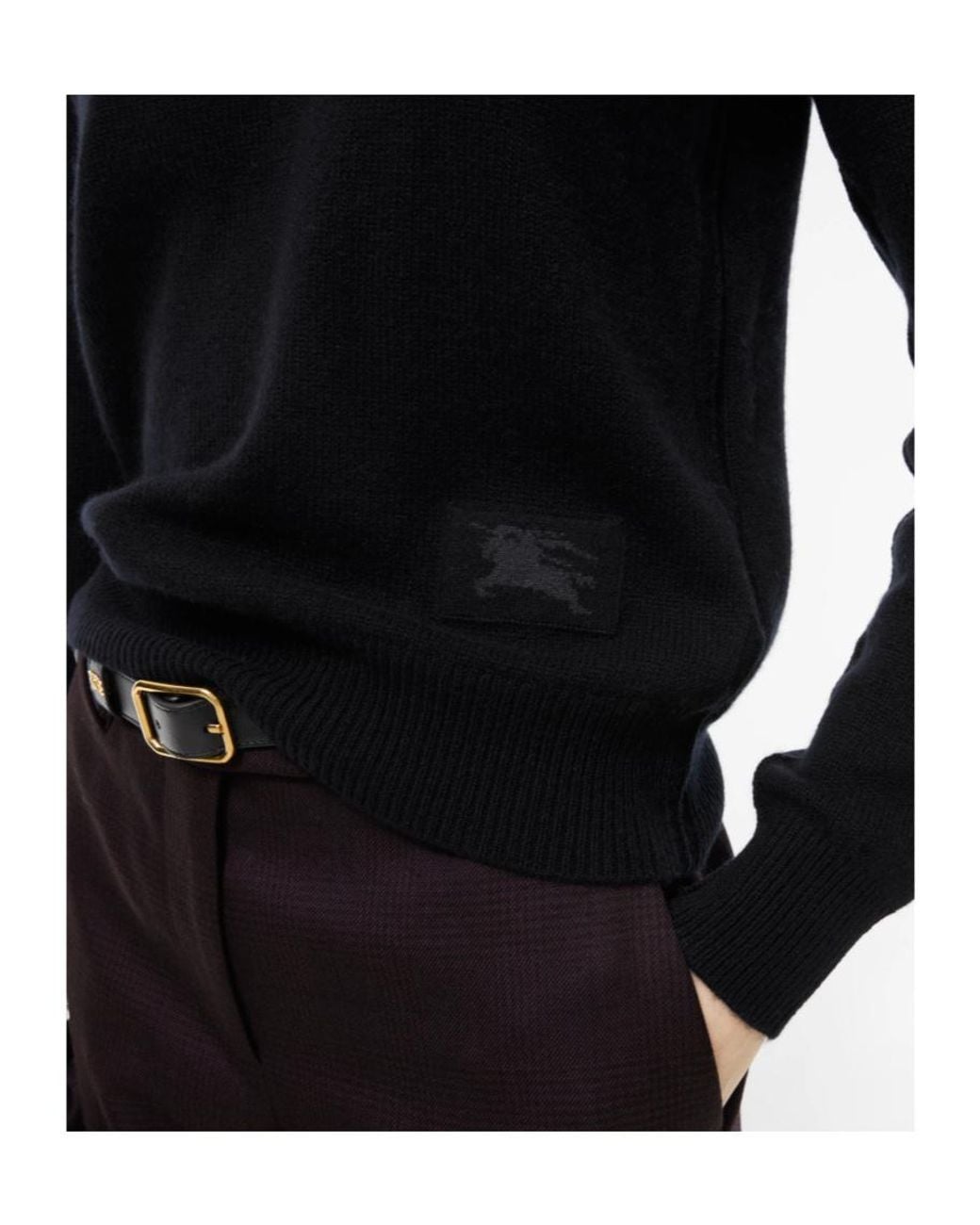 Burberry Black Long-Sleeve Cashmere Polo Shirt