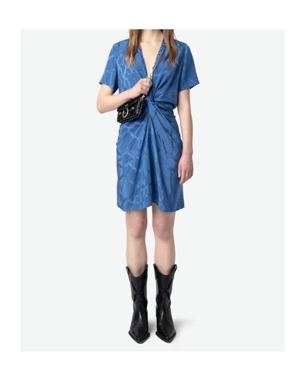 Zadig & Voltaire Blue Rozom Chain Jacquard Mini Dress