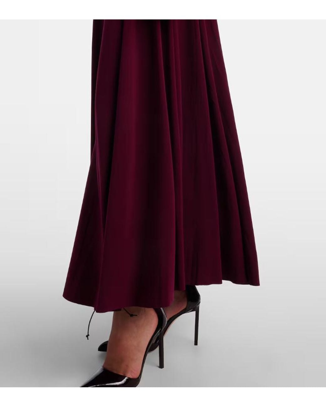 Norma Kamali Purple Pleated Turtleneck Maxi Dress
