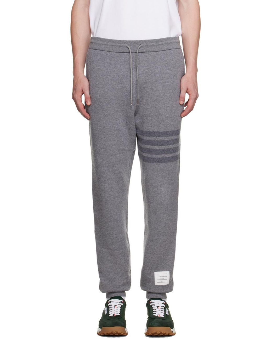Thom Browne Black Four Bar Drawstring Joggers for men