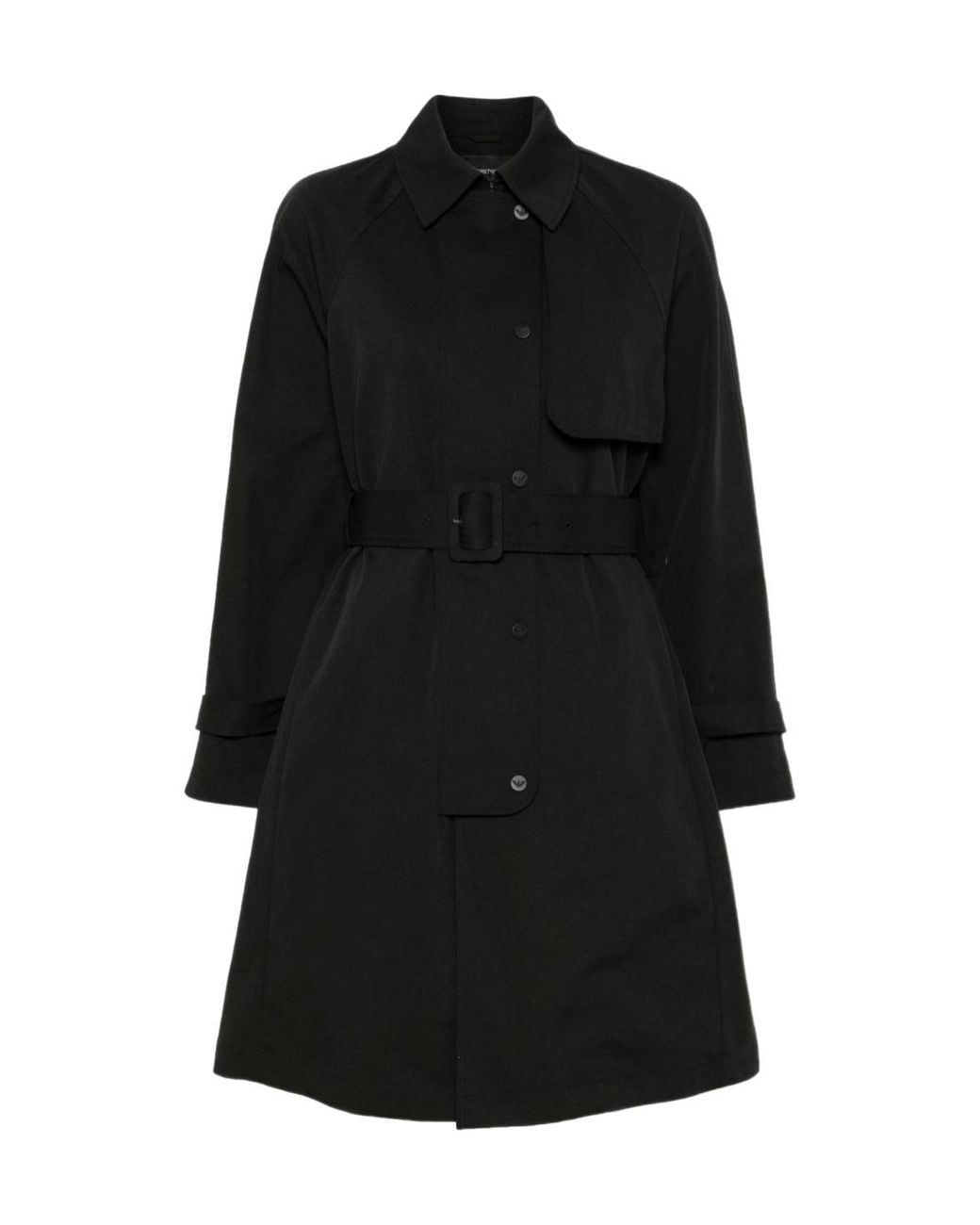 Emporio Armani Black Twill Trench Coat