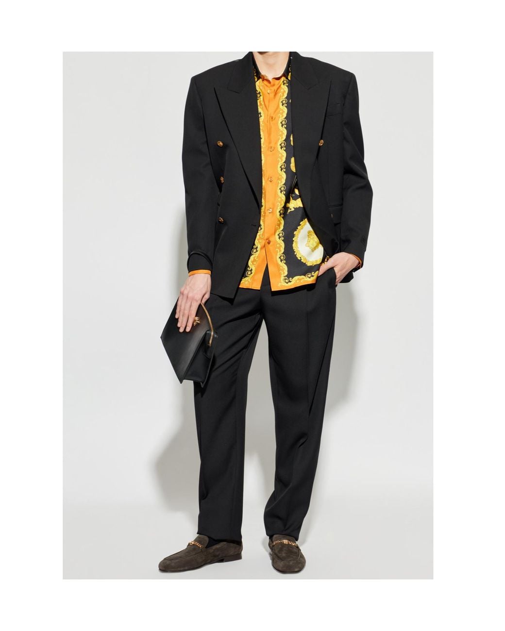 Versace Black Double-Breasted Tailored Blazer for men