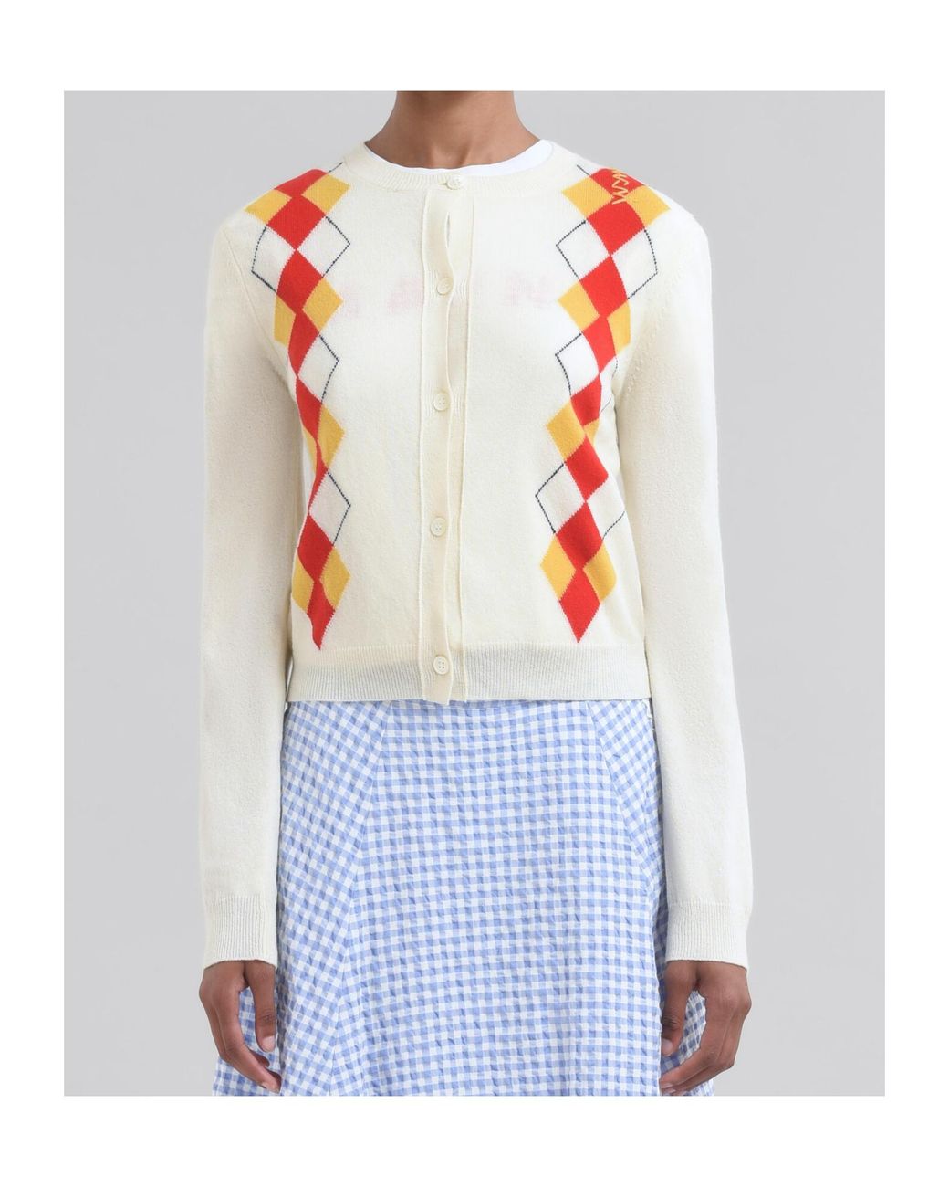 Marni Pink Diamond-Pattern Cardigan