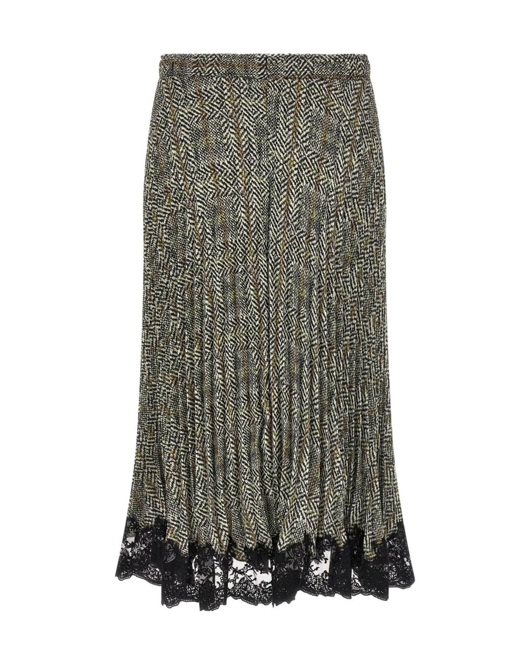 Ermanno Scervino Gray Pleated Lace Midi Skirt