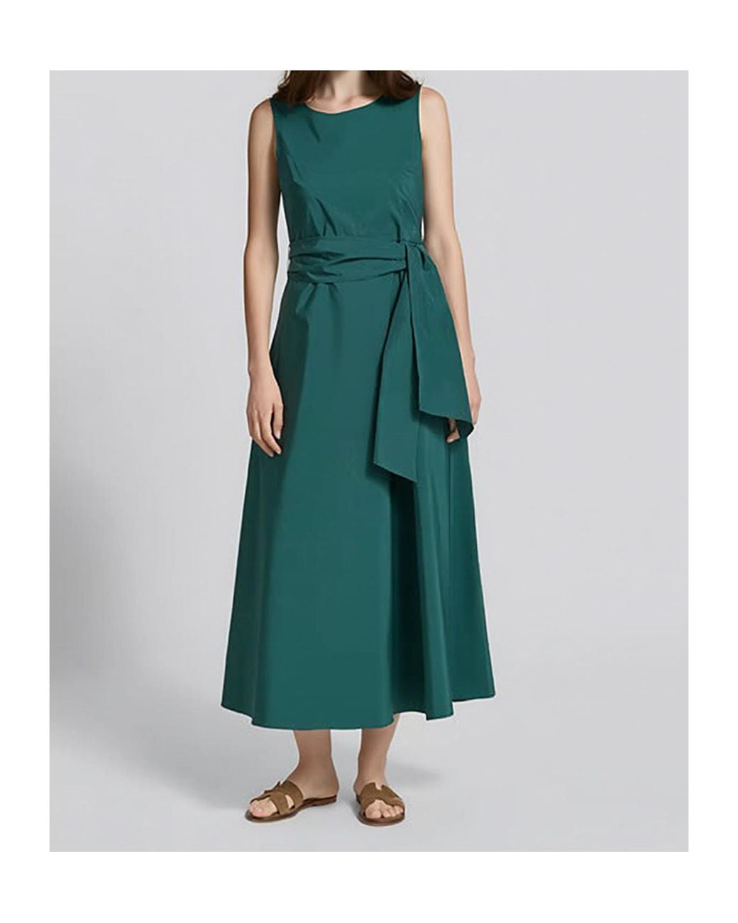 Weekend by Maxmara Green Belted Sleeveless Dress