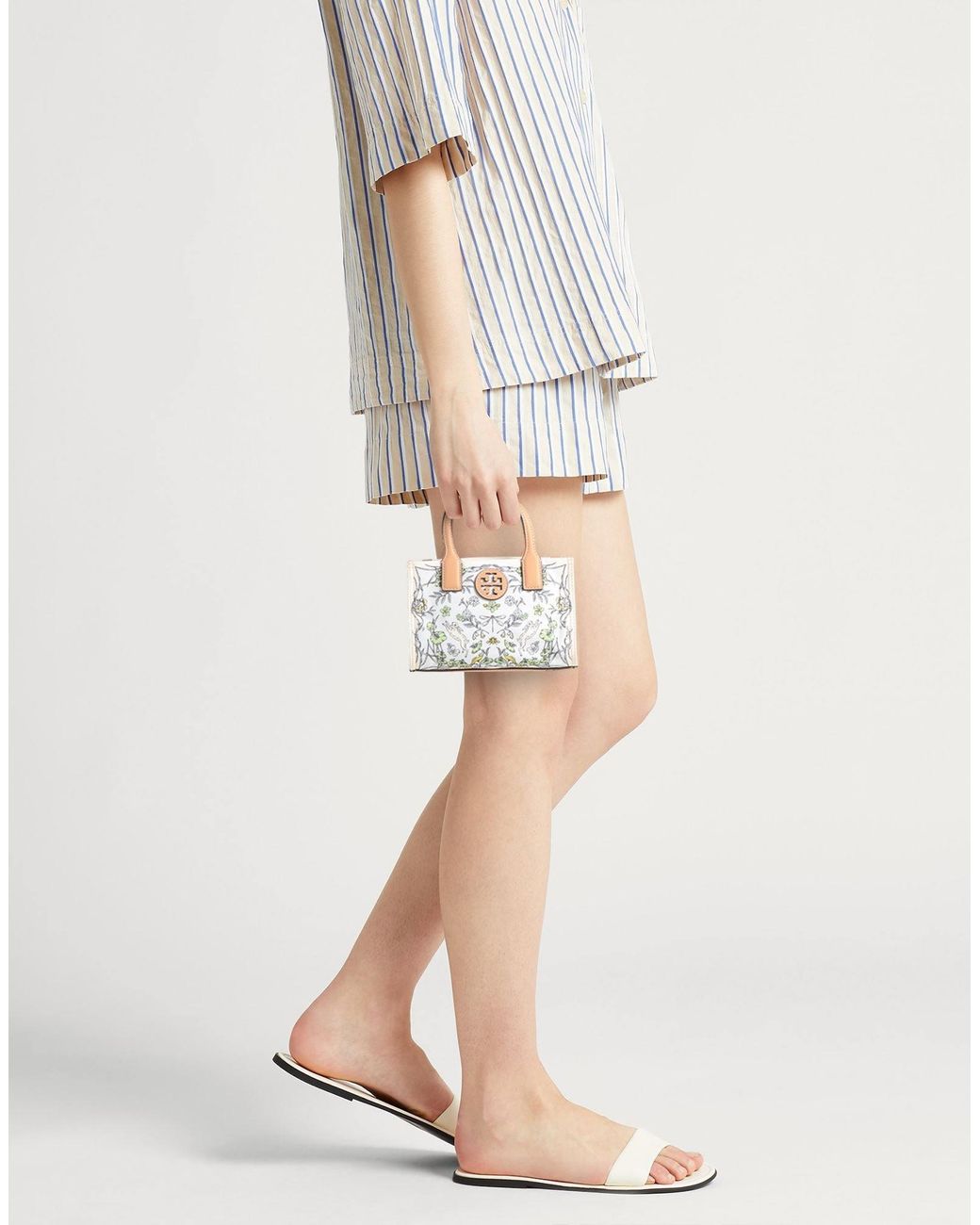 Tory Burch White Floral Pattern Handbag