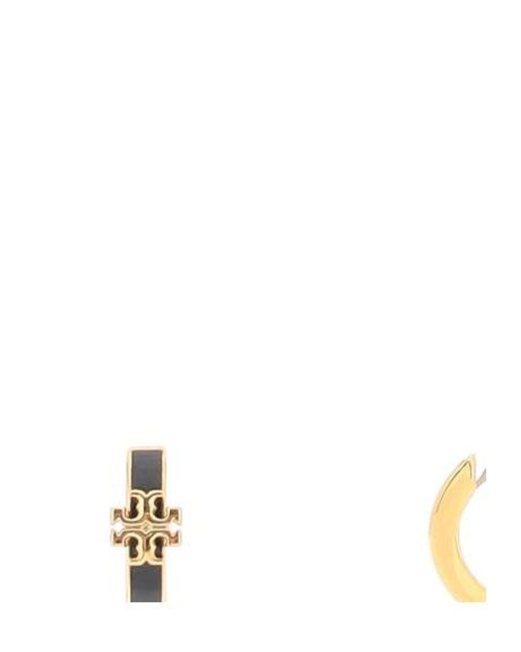 Tory Burch White Kira Enamel Hoop Earrings