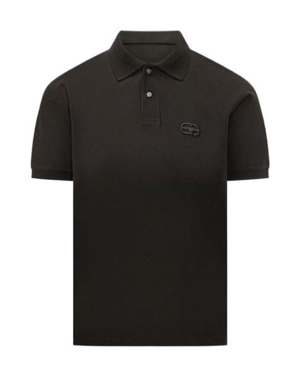 Emporio Armani Black Logo Embroidered Short-Sleeved Polo Shirt for men