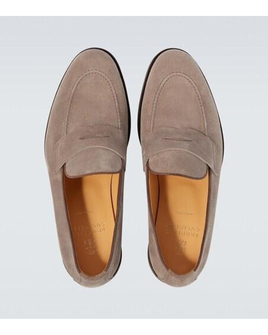 Brunello Cucinelli Brown Suede Penny Loafers for men