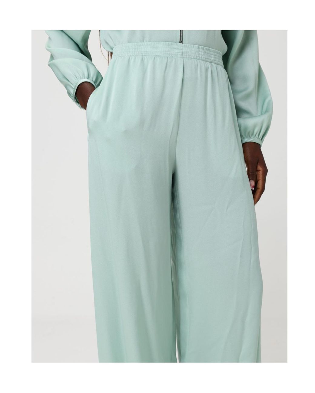 Fabiana Filippi Green Pleated Wide-Leg Trousers